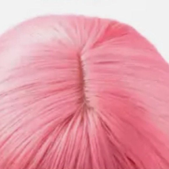 Pink Wig With Bang 15” Crimped Hair Medium Length Pastel - Picture 8 of 8